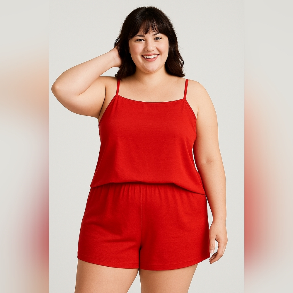 Auden 2pc Sexy Lingerie Nighty Short Set Red Adjustable Straps Size 2X